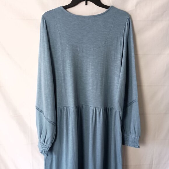 Denim & Co Canyon Retreat Linen Blend Midi Boot Dress XL Blue Western - Picture 7 of 7